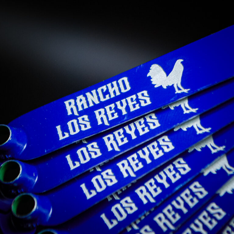 Custom engraved leg bands for Rancho Los Reyes