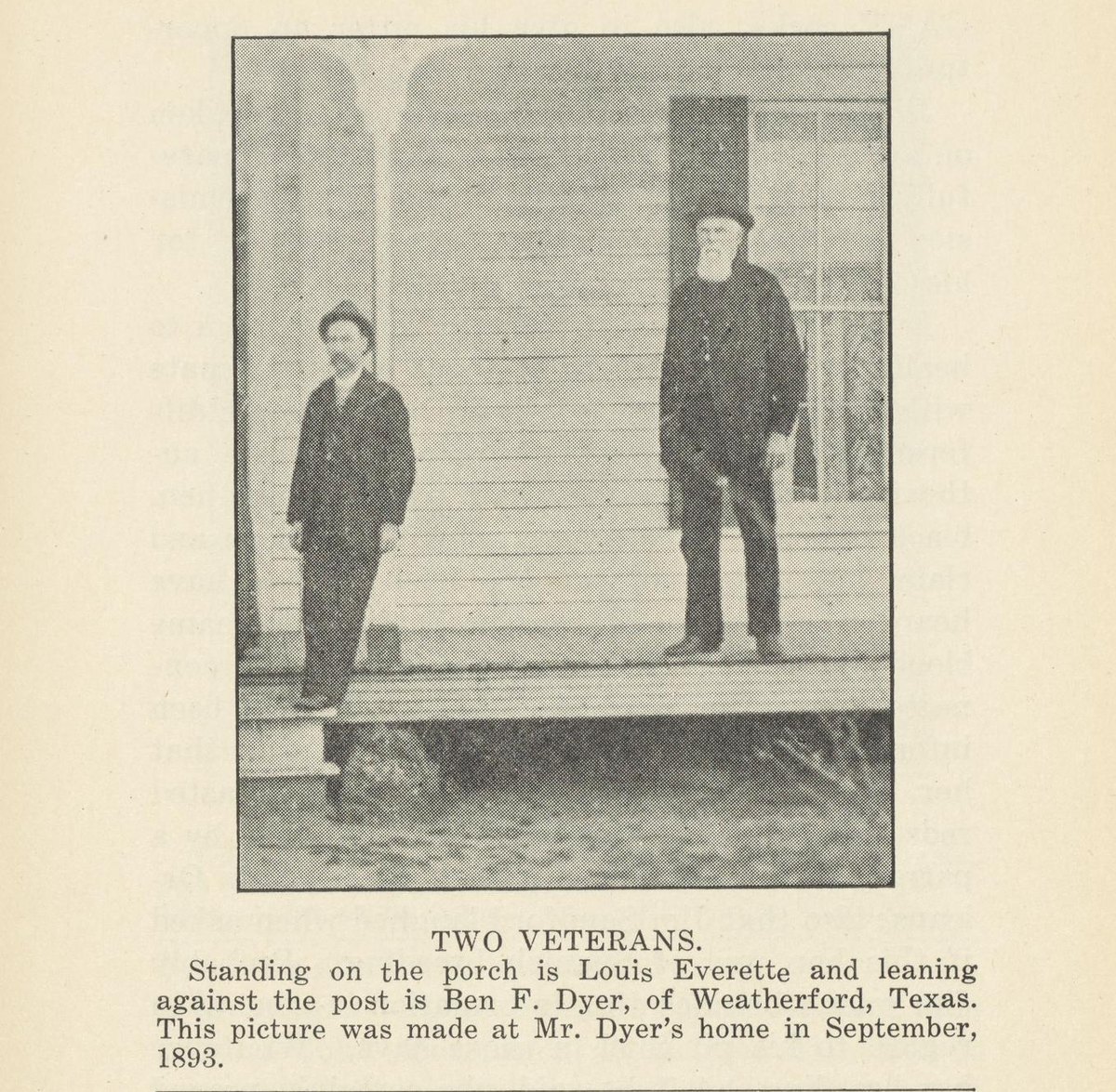 Louis Everette and Ben F. Dyer photographed at Dyer home in Weatherford, Texas, September 1893