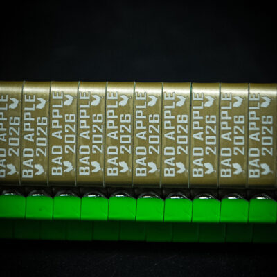 Gold custom engraved ZIP wing bands for Bad Apple 2026